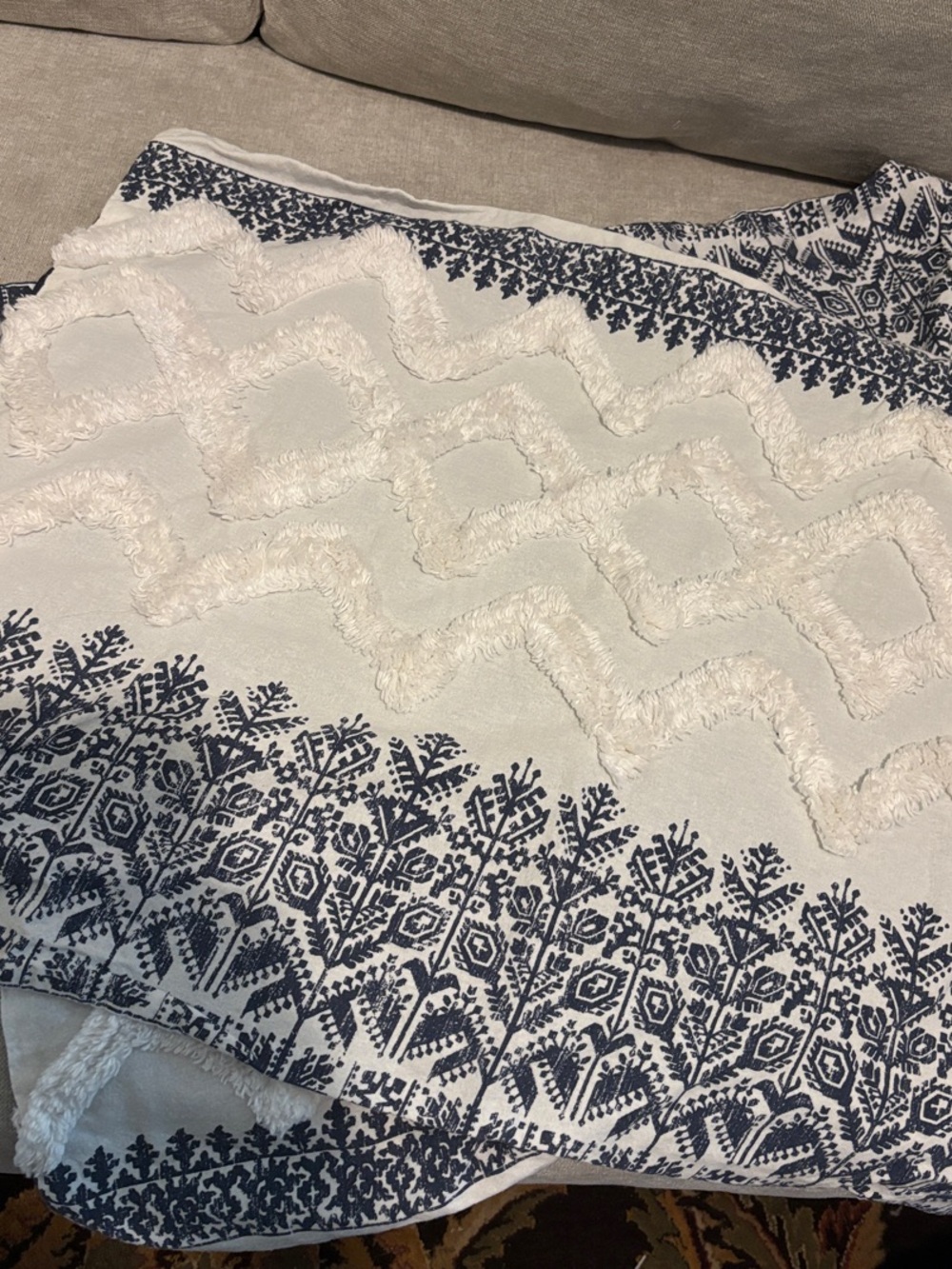 Set Navy White Cierra Scandinavian Style Pillow Shams Standard/Queen 100% cotton